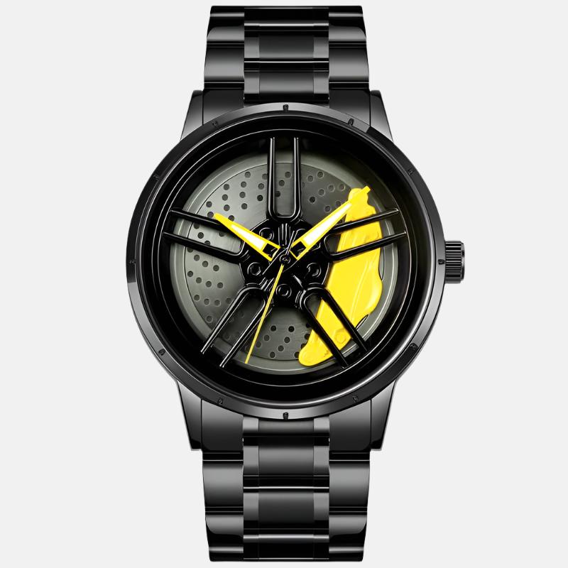 IMPERIOUS Men's Watch New Wheels Rolling Analog Stainless Steel || Quartz Movement|| Water Resistant Wristwatch - Yellow
