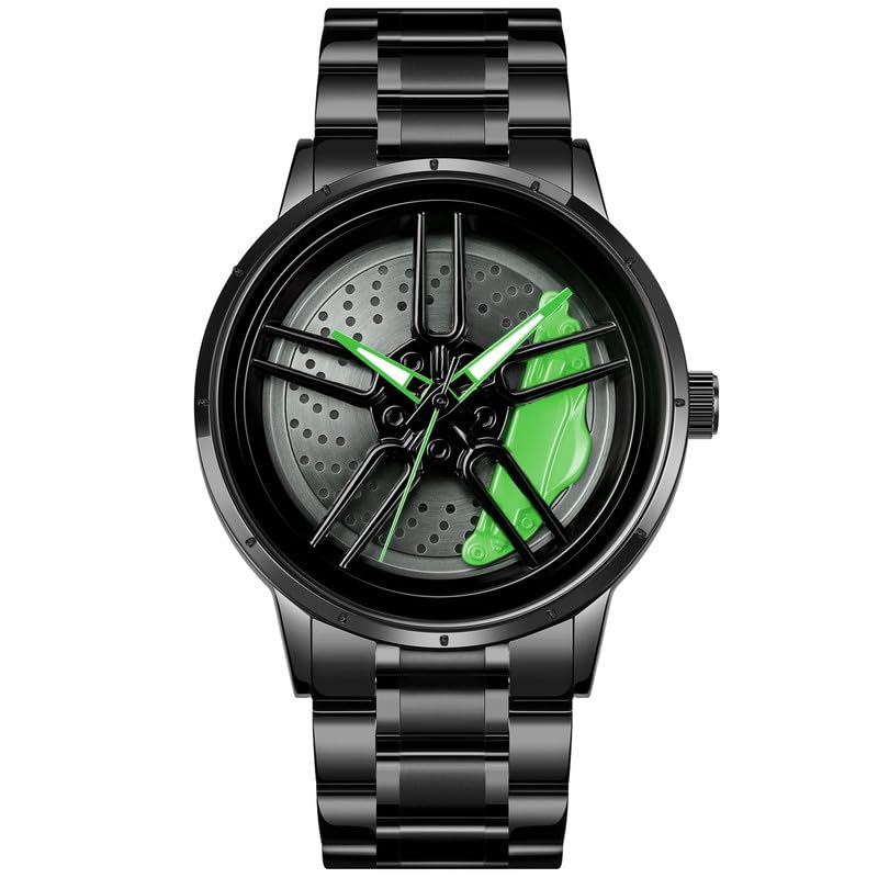 IMPERIOUS Men's Watch New Wheels Rolling Analog Stainless Steel || Quartz Movement|| Water Resistant Wristwatch - Green