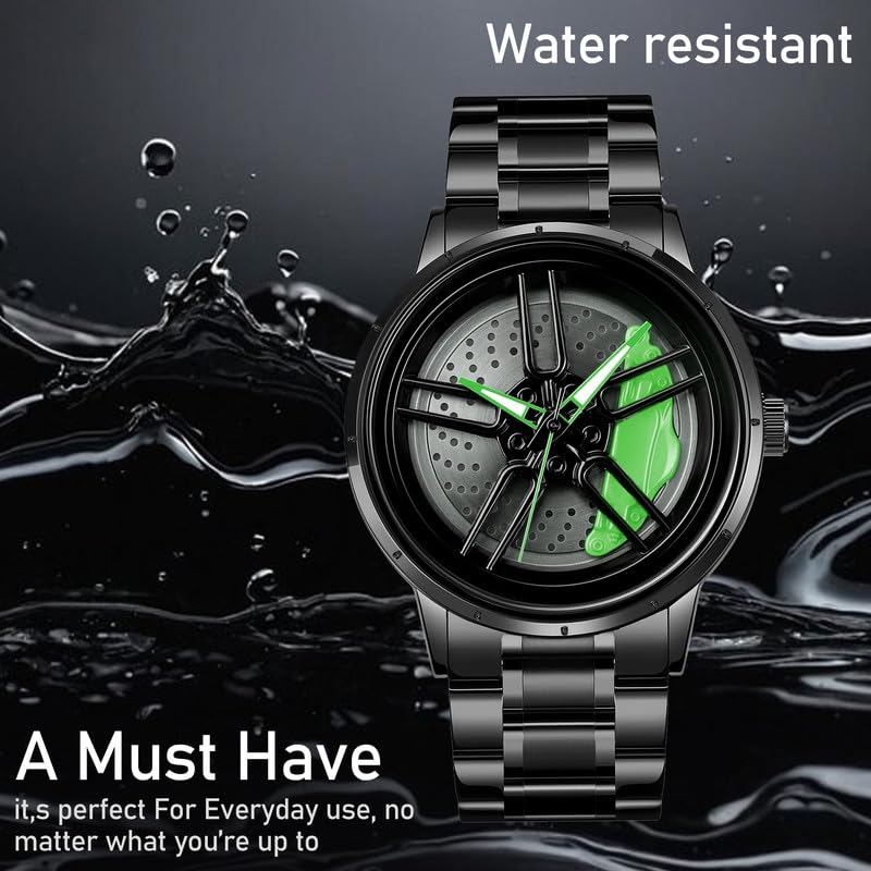IMPERIOUS Men's Watch New Wheels Rolling Analog Stainless Steel || Quartz Movement|| Water Resistant Wristwatch - Green