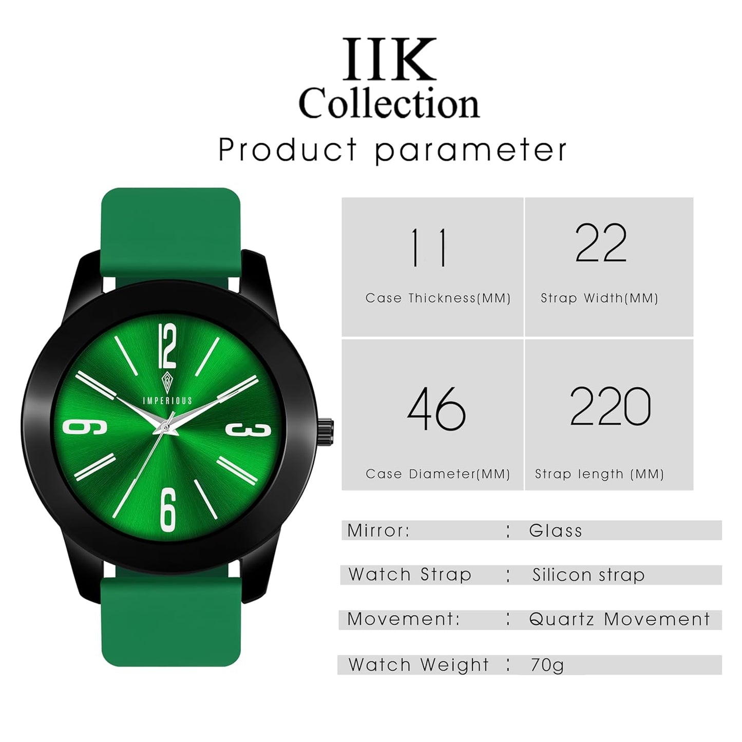 IMPERIOUS - THE ROYAL WAY Watches for Men Round Analogue Stainless Steel Dial Men Watch with Silicon Adjustable Strap Watches for Boys - (Dark Green)