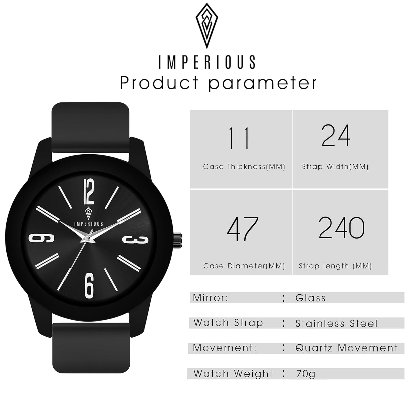 IMPERIOUS - THE ROYAL WAY Watches for Men Round Analogue Stainless Steel Dial Men Watch with Silicon Adjustable Strap Watches for Boys - (Black,Green,Blue,Maroon)