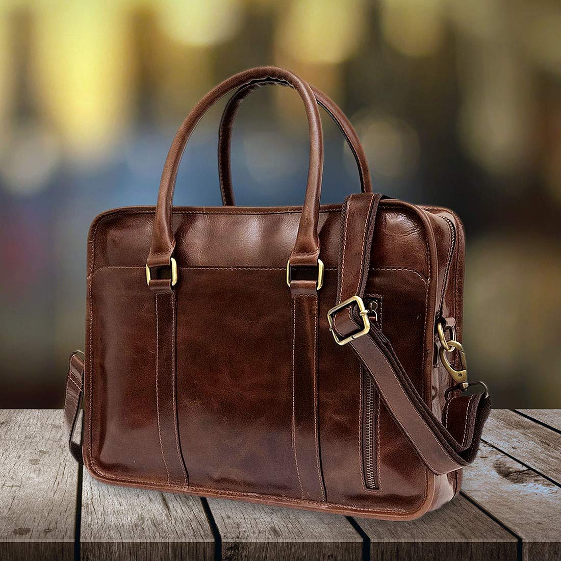 Laptop Messenger Organizer Bag/Shoulder Sling Office Bag (Brown - 14 inch)