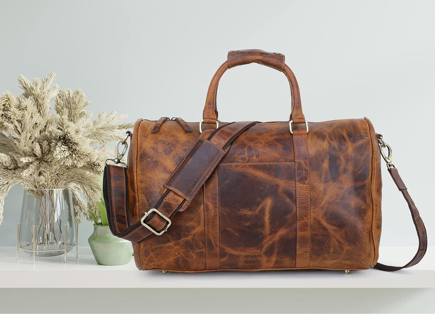 Duffel Travel Luggage, Gym Shoulder Bag (Brown)