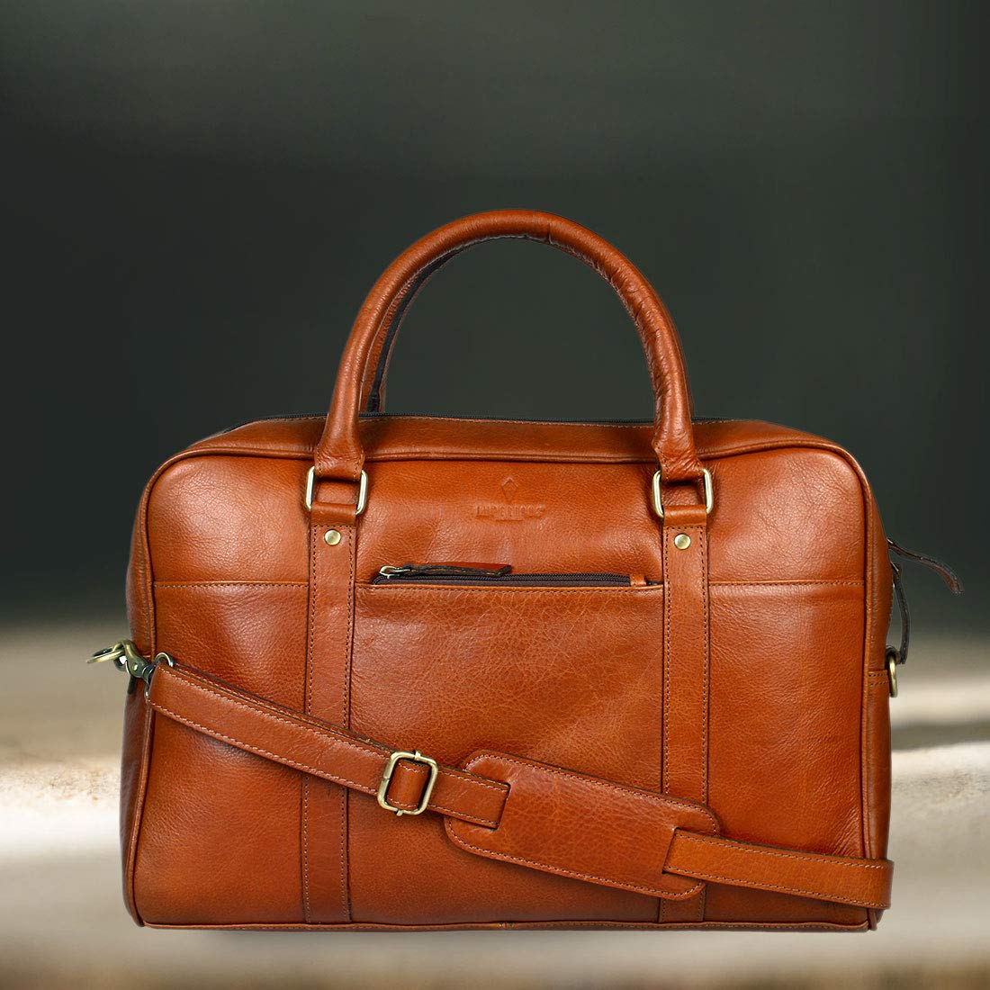 Pure Leather Men's Laptop Messenger Bag ( Tan - 16.5 inch )