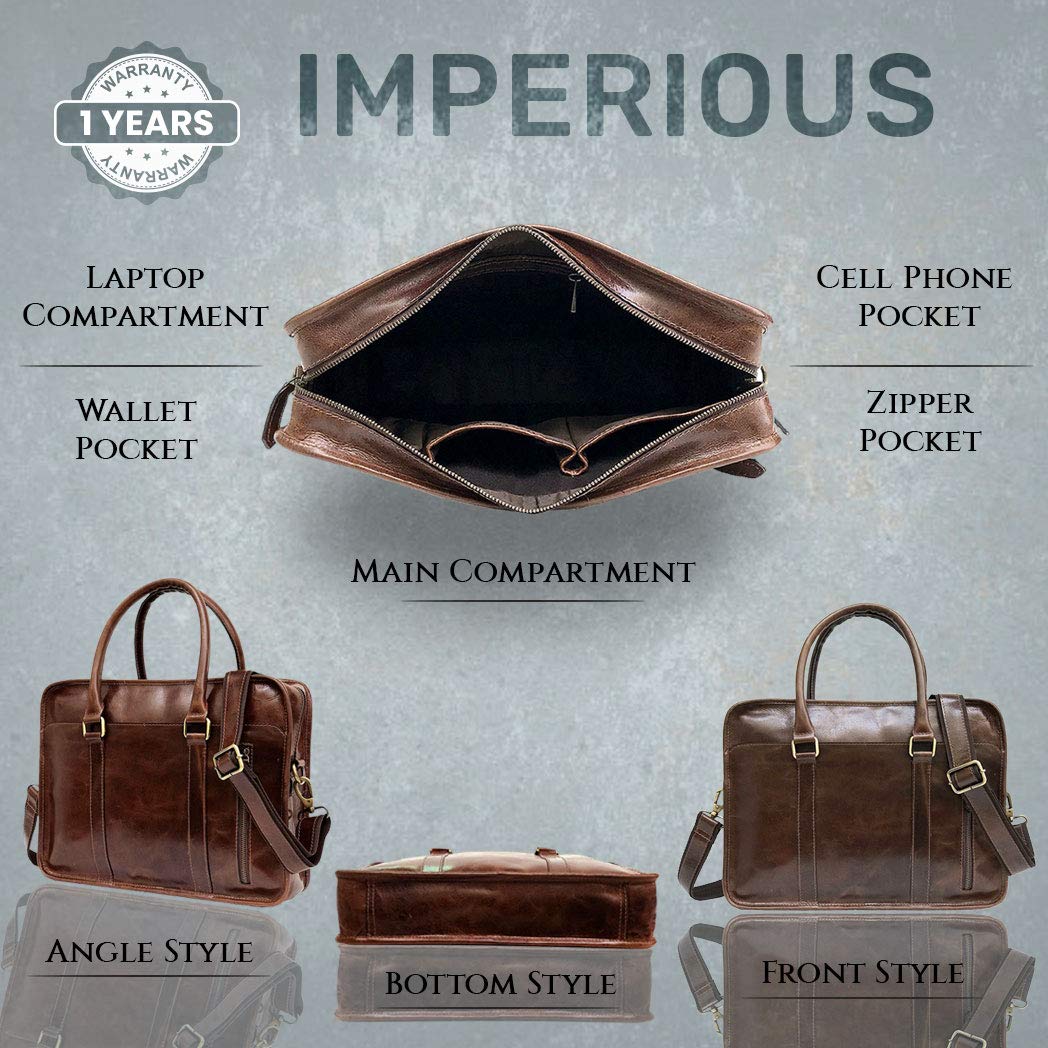 Laptop Messenger Organizer Bag/Shoulder Sling Office Bag (Brown - 14 inch)