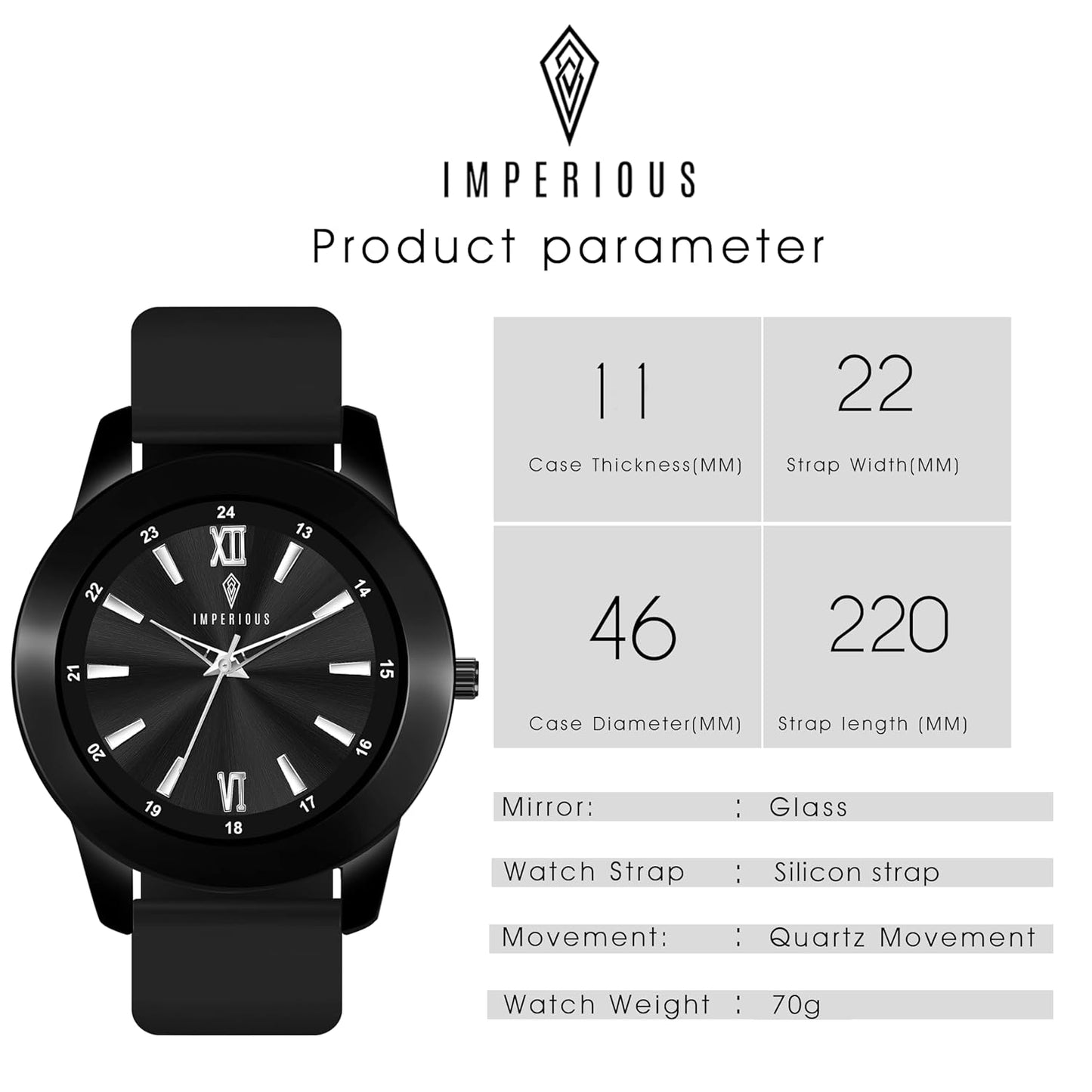 IMPERIOUS - THE ROYAL WAY Watches for Men Round Analogue Stainless Steel Dial Men Watch with Silicon Adjustable Strap Watches for Mens (Black, Blue,Sea Green,Green,Maroon,White)