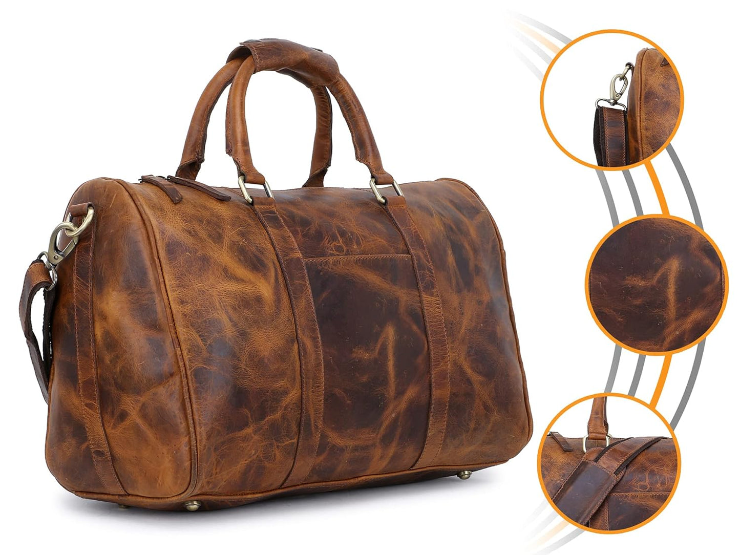 Duffel Travel Luggage, Gym Shoulder Bag (Brown)