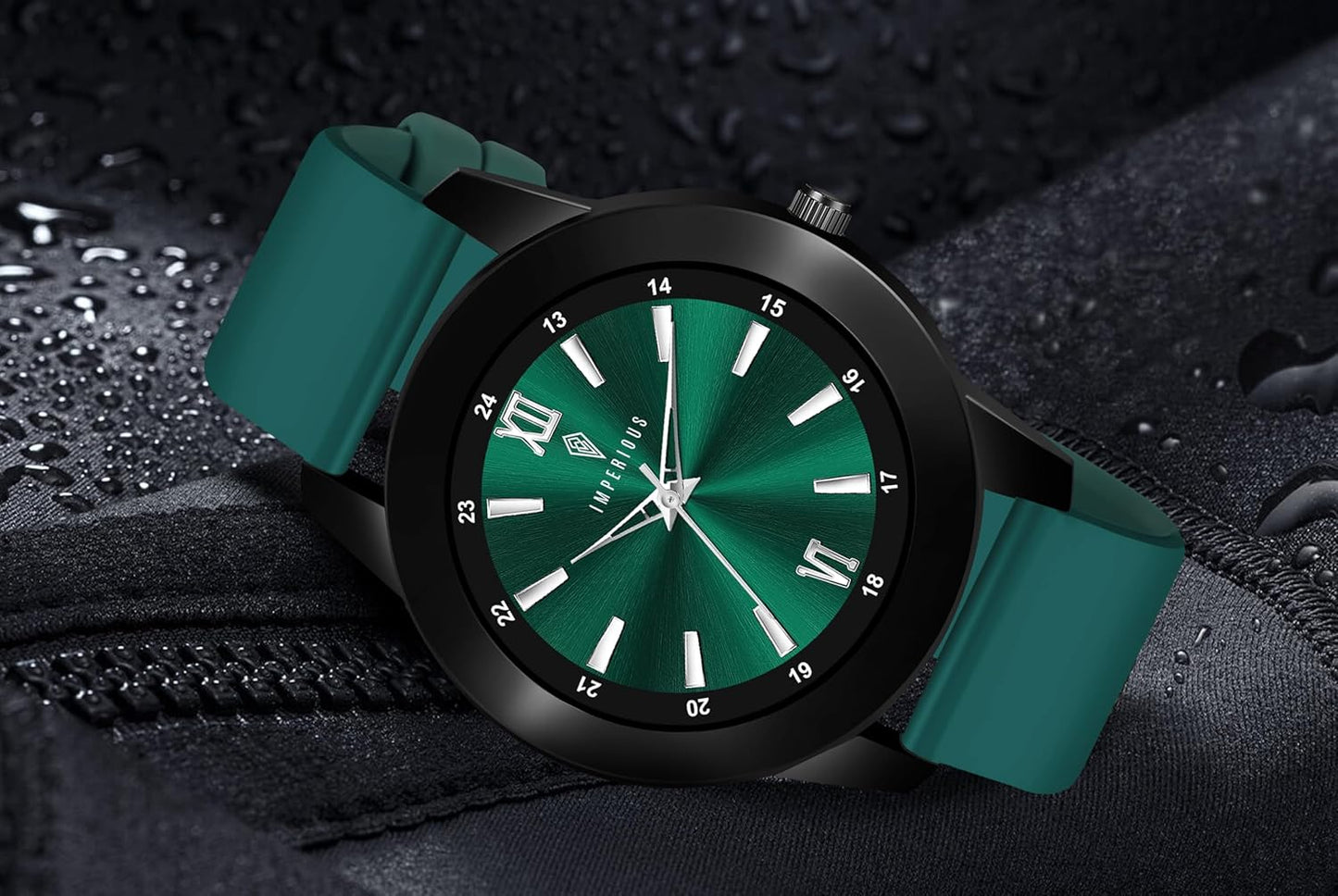 IMPERIOUS - THE ROYAL WAY Watches for Men Round Analogue Stainless Steel Dial Men Watch with Silicon Adjustable Strap Watches for Mens (Green)