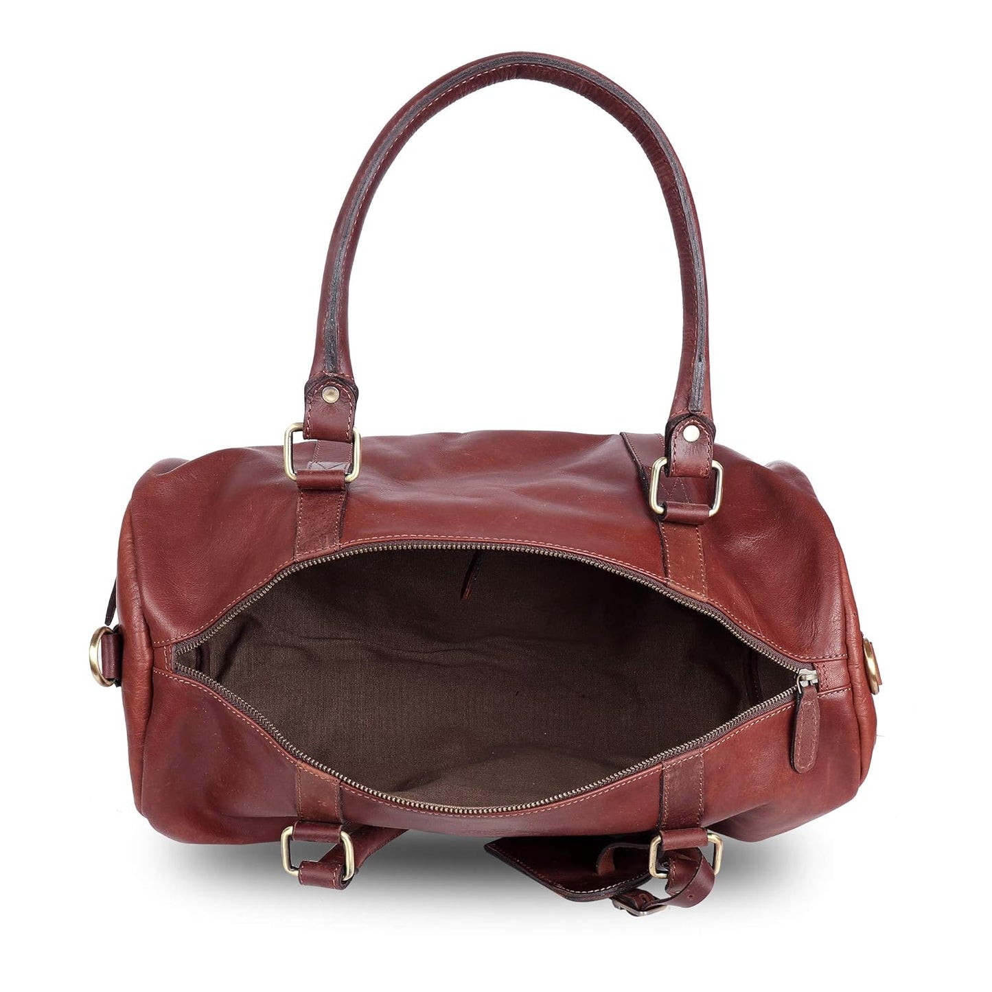 Pure Leather Duffel Bag - Travel Luggage, cross training bag (Brown)