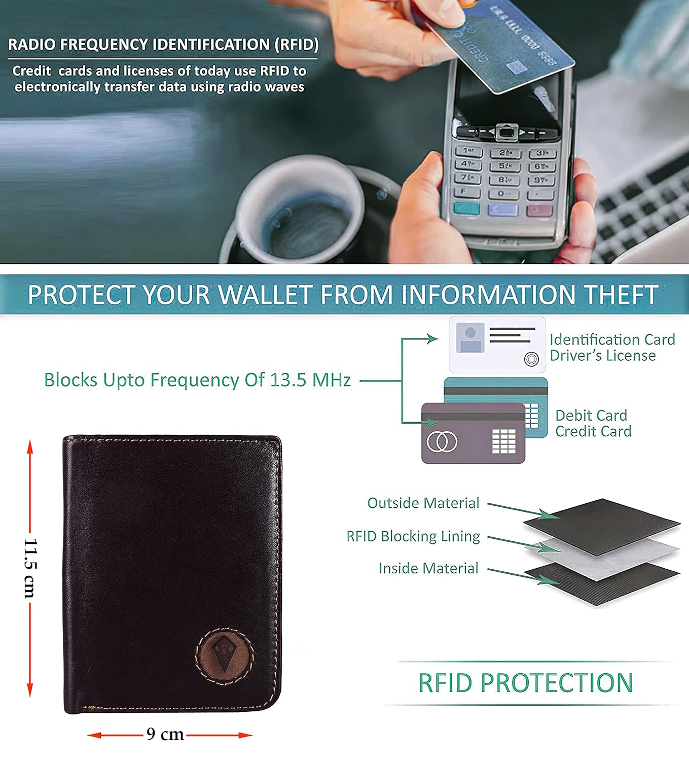 Men's Genuine Leather RFID Blocking Wallet (Brown)
