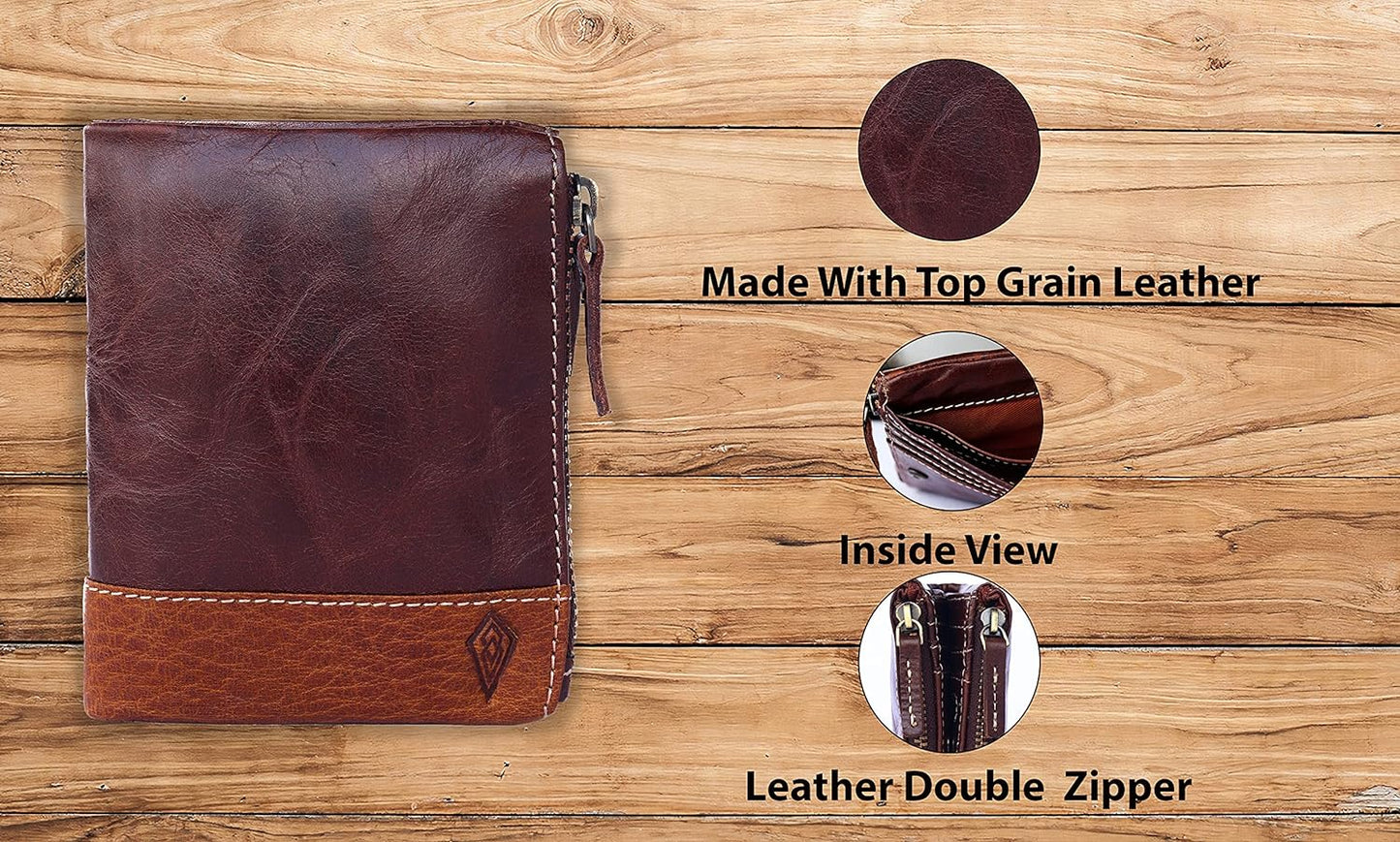 THE ROYAL WAY Italian Brown Leather Men's RFID Blocking Wallet