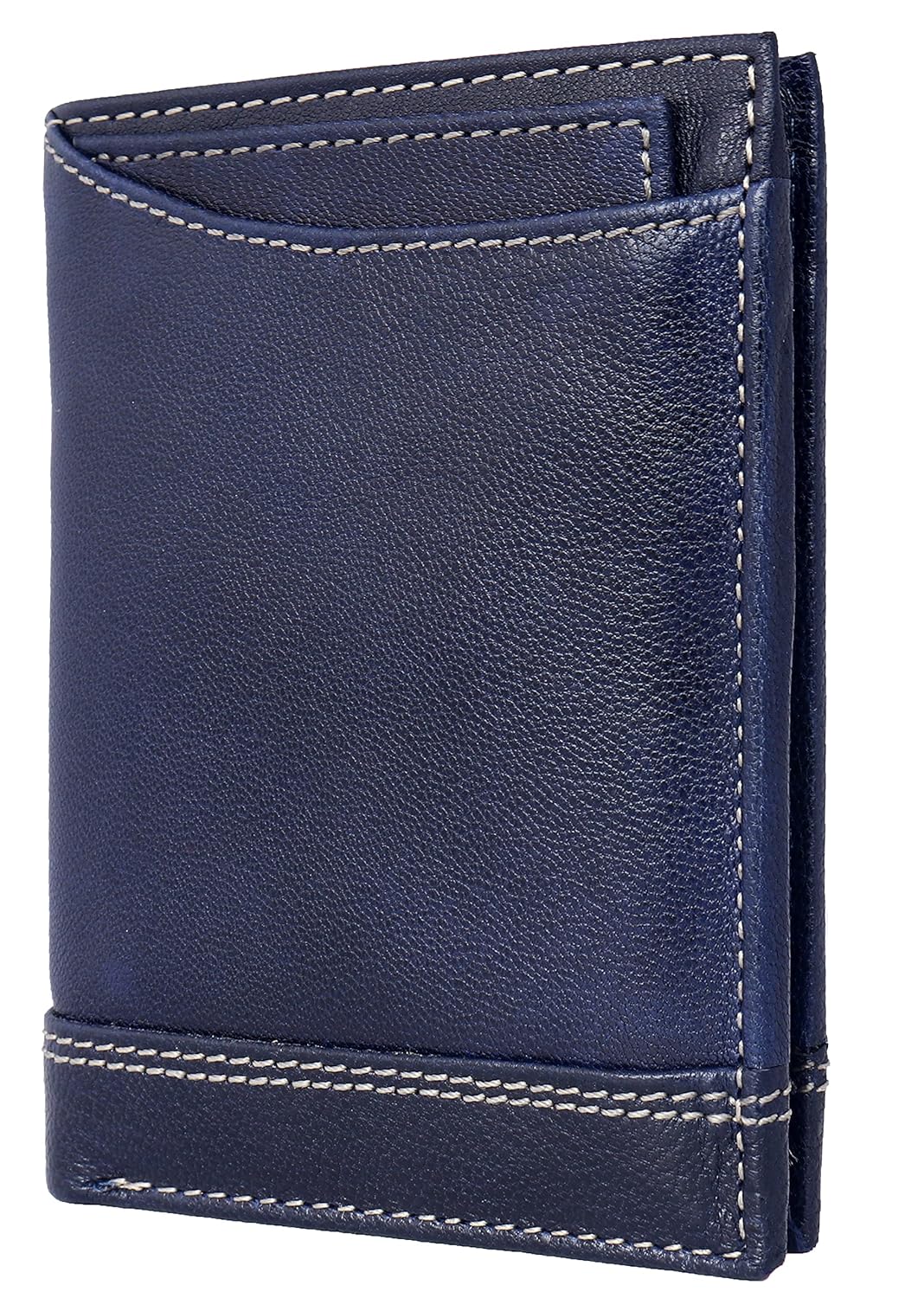 RFID Protected Genuine Leather Wallet for Men (Navy)