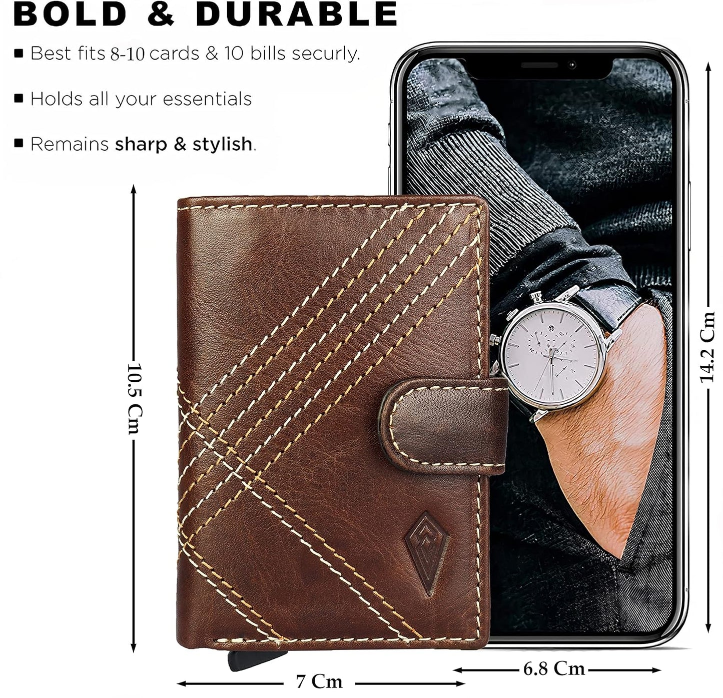 THE ROYAL WAY Men's and Women's Leather Debit Credit RFID Blocking Card Holder Wallet (Olive green)