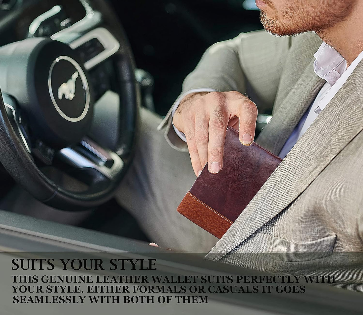 THE ROYAL WAY Italian Brown Leather Men's RFID Blocking Wallet