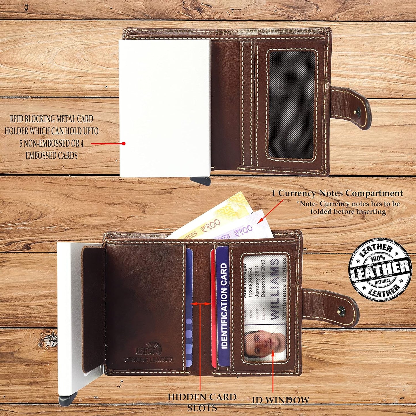THE ROYAL WAY Men's and Women's Leather Debit Credit RFID Blocking Card Holder Wallet (Olive green)