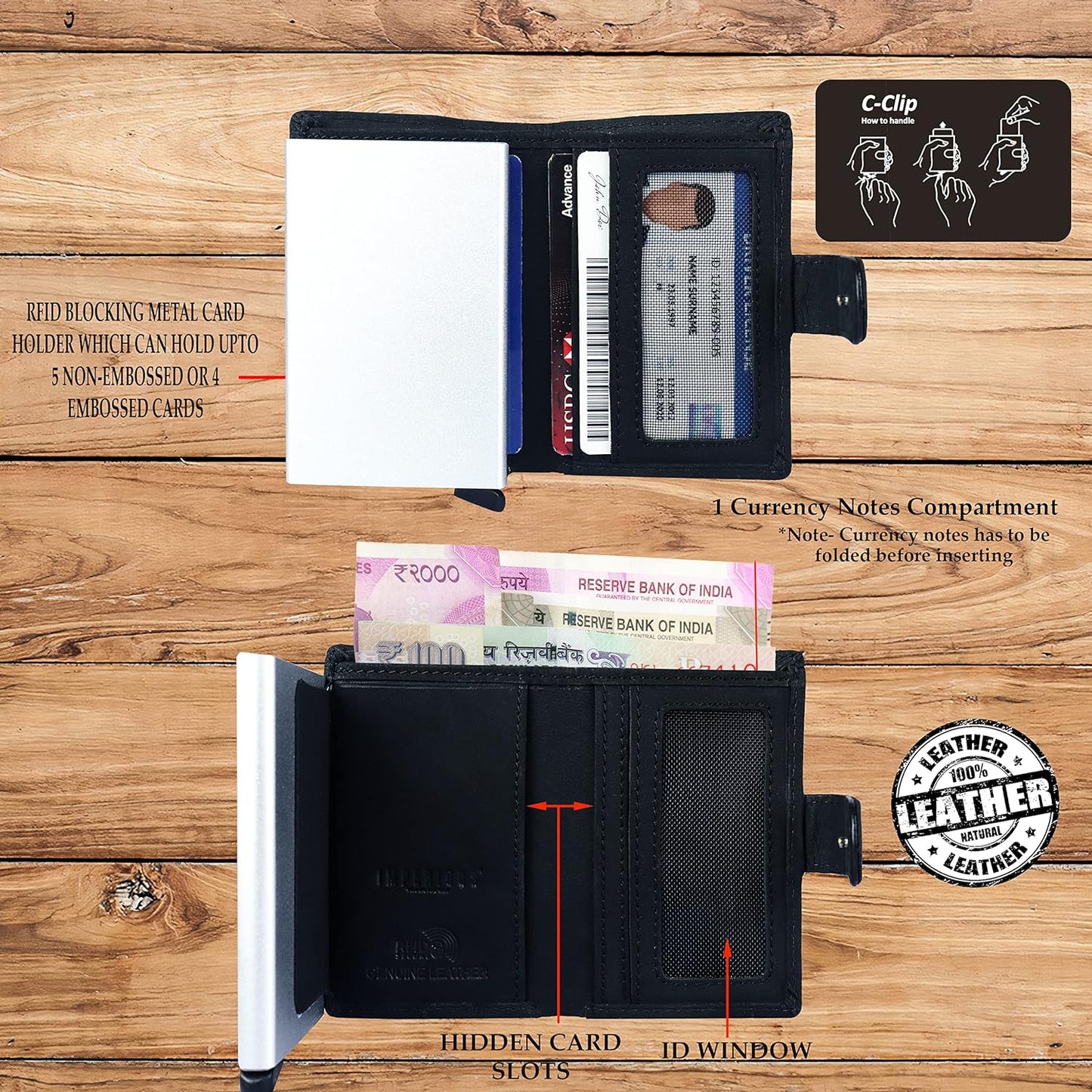 THE ROYAL WAY Leather Unisex Wallet (Jet Black)