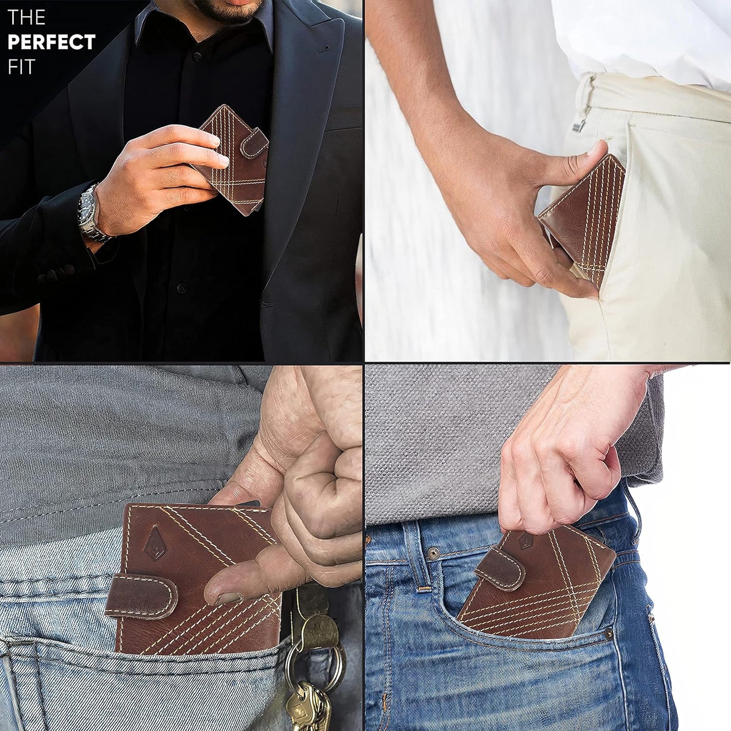 THE ROYAL WAY Men's and Women's Leather Debit Credit RFID Blocking Card Holder Wallet (Olive green)