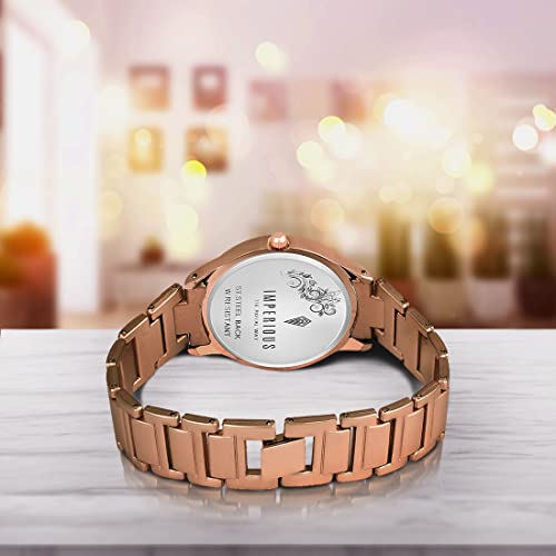 Imperious Stainless Steel Dial Wrist Watches for Women Stylish Belt Ladies Watch - Brown Water Resistant Womens Watches
