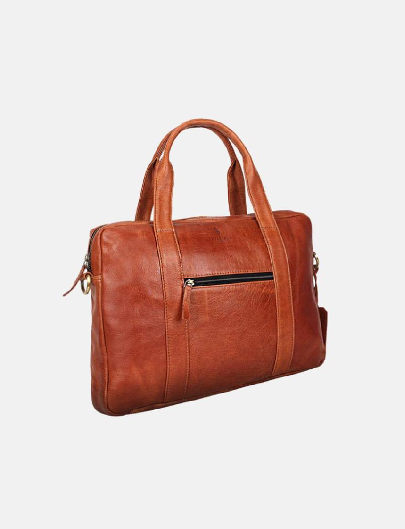 Pure Leather Office Briefcase Messenger Laptop Bag (Brown - 16 inch )