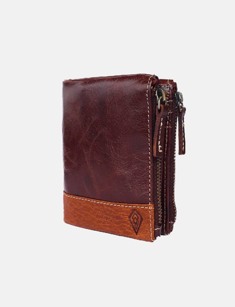 THE ROYAL WAY Italian Brown Leather Men's RFID Blocking Wallet
