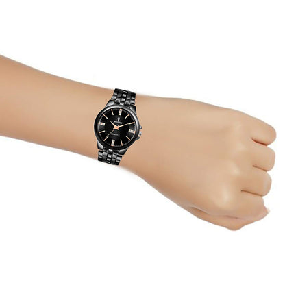 Imperious Round Dail Analogue Women's Wrist Watch-Black