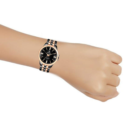 Imperious Round Dail Analogue Women's Wrist Watch-Black Gold