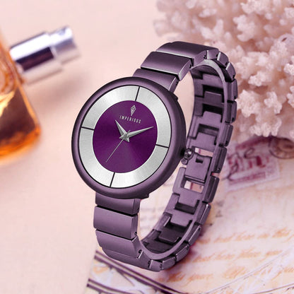 Imperious Wrist Watch for Women, Branded Stylish Analogue Dial Ladies Watch - Water Resistant, Stainless Steel & Classy Purple