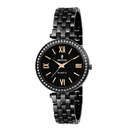 IMPERIOUS - THE ROYAL WAY Round Dial Analogue Women's Wrist Watches (Black)