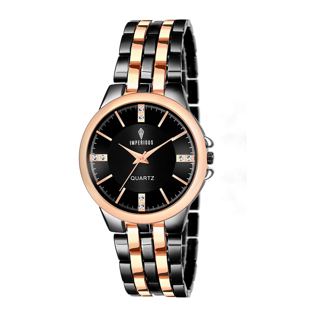 Imperious Round Dail Analogue Women's Wrist Watch-Black Gold