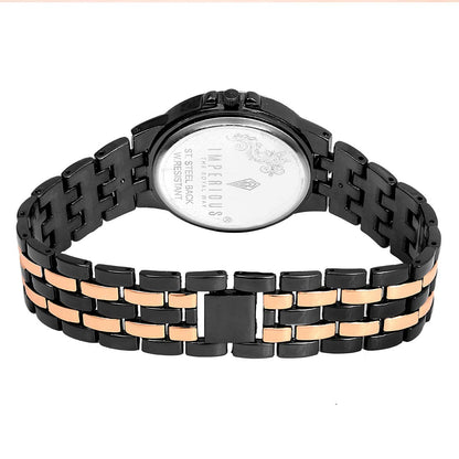 Imperious Round Dail Analogue Women's Wrist Watch-Black Gold