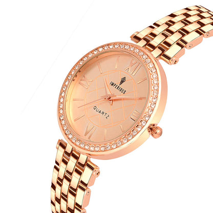 IMPERIOUS - THE ROYAL WAY Women's Round Dial Analogue Wrist Watches (Gold)