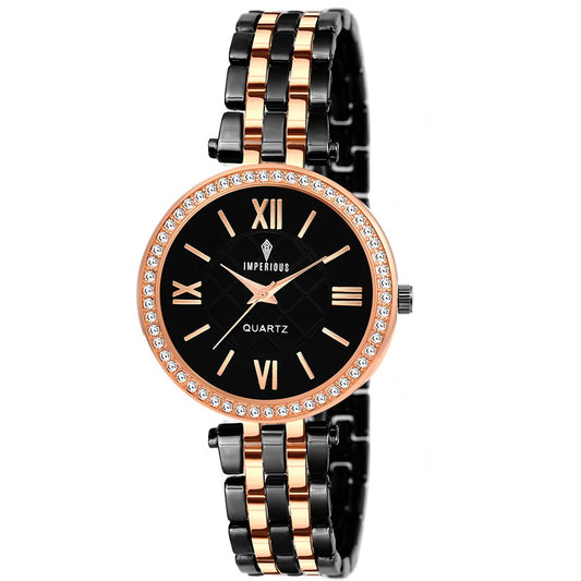 IMPERIOUS - THE ROYAL WAY Analog Round Black Gold Dial Women's Wrist Watches