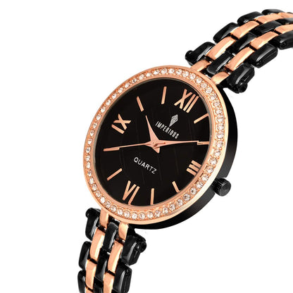 IMPERIOUS - THE ROYAL WAY Analog Round Black Gold Dial Women's Wrist Watches