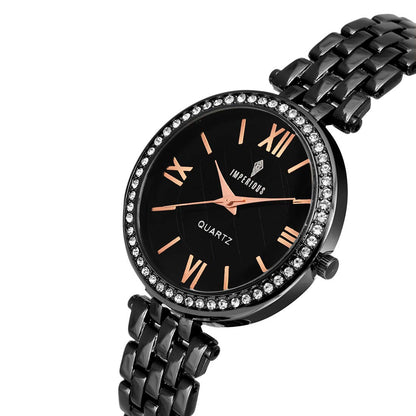 IMPERIOUS - THE ROYAL WAY Round Dial Analogue Women's Wrist Watches (Black)