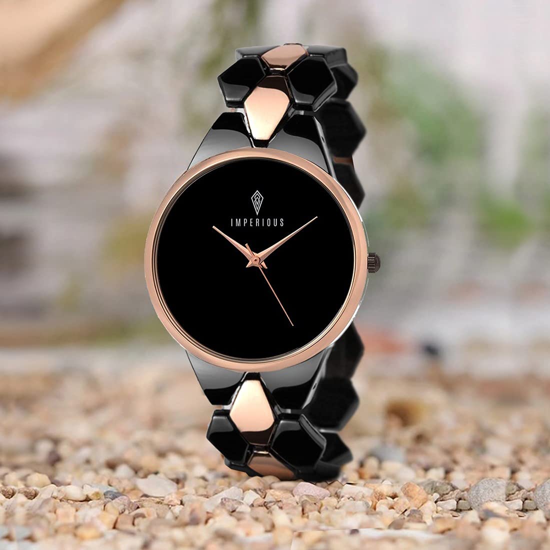 Imperious Analogue Women's Watch (Black Dial Colored Strap)