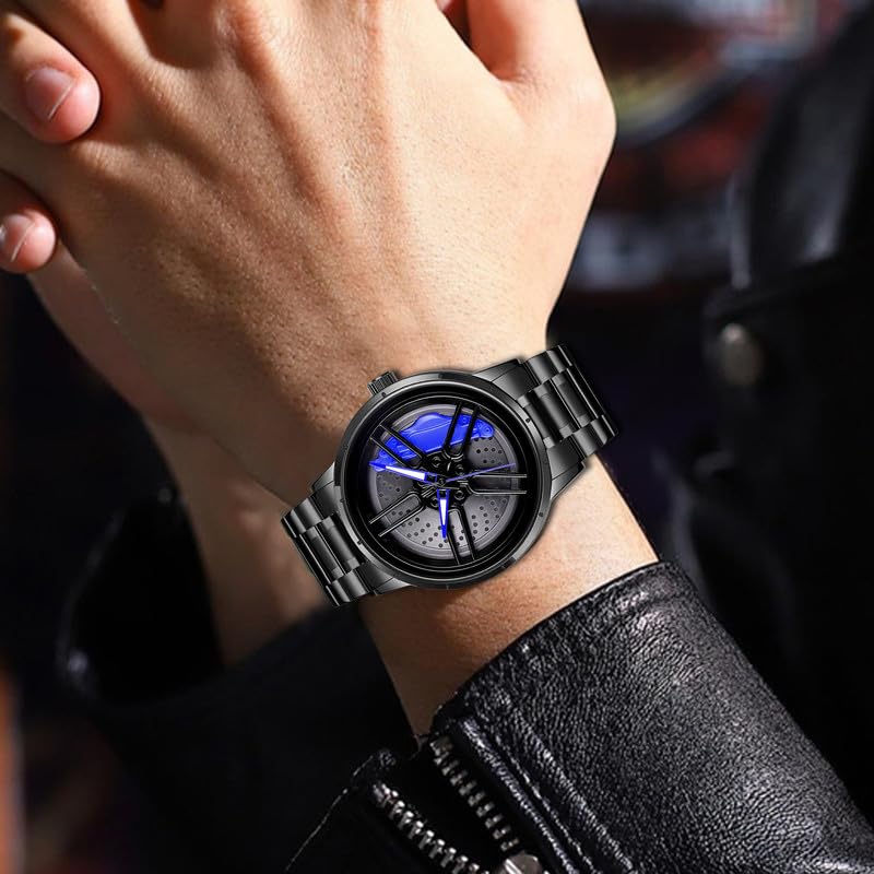 IMPERIOUS Men's Watch New Wheels Rolling Analog Stainless Steel || Quartz Movement|| Water Resistant Wristwatch - Blue