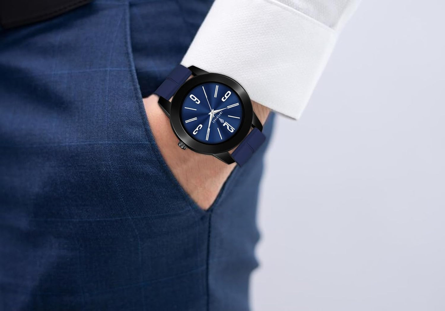 IMPERIOUS - THE ROYAL WAY Watches for Men Round Analogue Stainless Steel Dial Men Watch with Silicon Adjustable Magnetic Clasp Strap Watches for Mens (Blue)