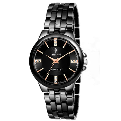 Imperious Round Dail Analogue Women's Wrist Watch-Black