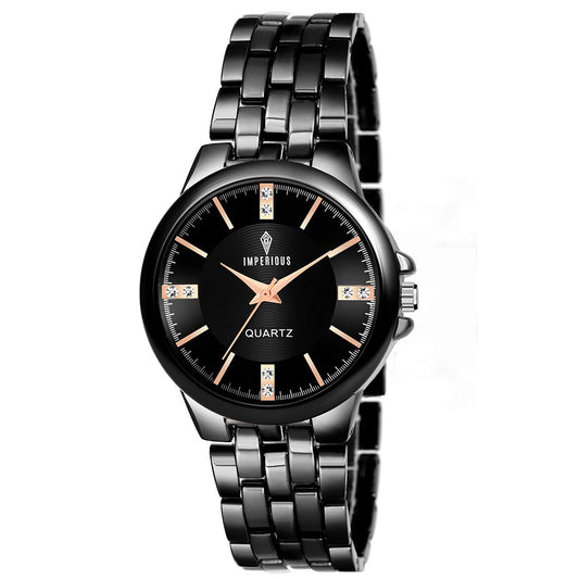 Imperious Round Dail Analogue Women's Wrist Watch-Black