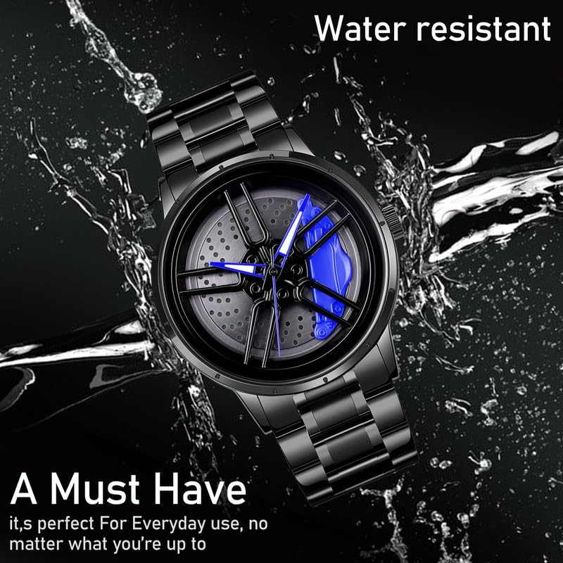 IMPERIOUS Men's Watch New Wheels Rolling Analog Stainless Steel || Quartz Movement|| Water Resistant Wristwatch - Blue