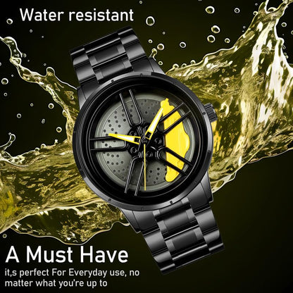 IMPERIOUS Men's Watch New Wheels Rolling Analog Stainless Steel || Quartz Movement|| Water Resistant Wristwatch - Yellow