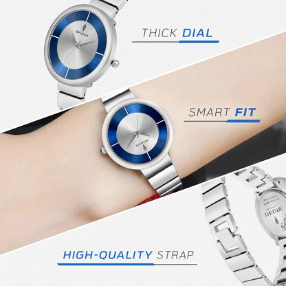 Imperious Silver Wrist Watch for Women, Branded Stylish Analogue Dial Ladies Watch - Water Resistant & Stainless Steel