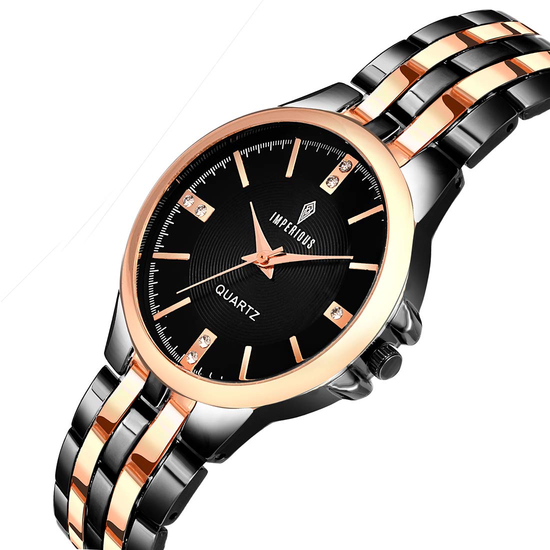 Imperious Round Dail Analogue Women's Wrist Watch-Black Gold