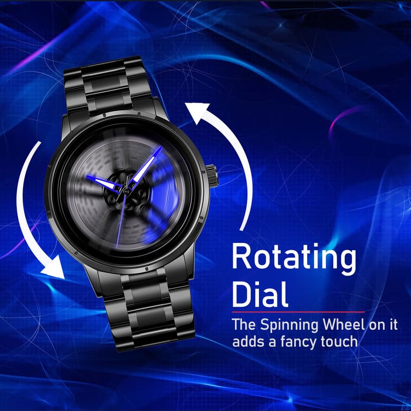 IMPERIOUS Men's Watch New Wheels Rolling Analog Stainless Steel || Quartz Movement|| Water Resistant Wristwatch - Blue