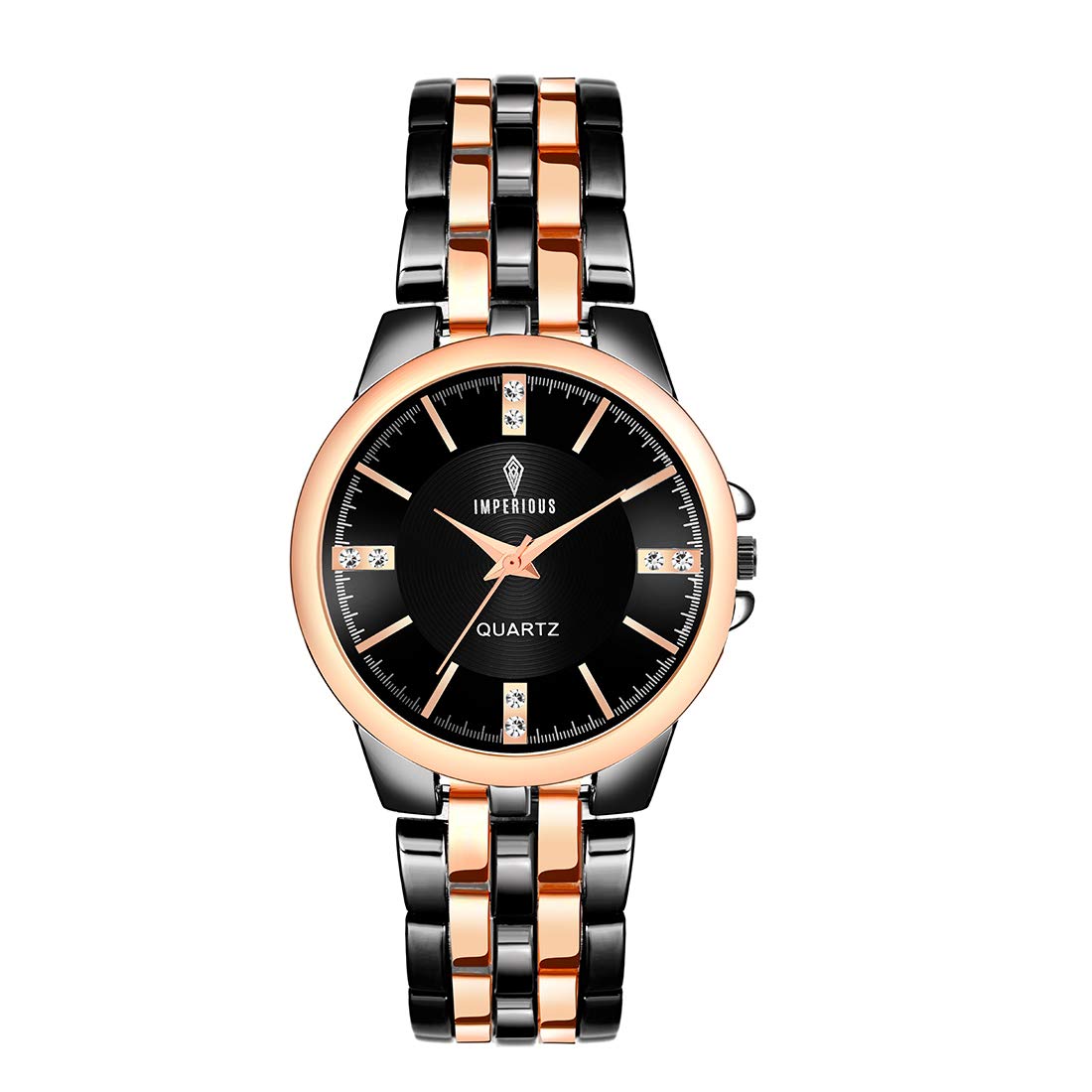 Imperious Round Dail Analogue Women's Wrist Watch-Black Gold