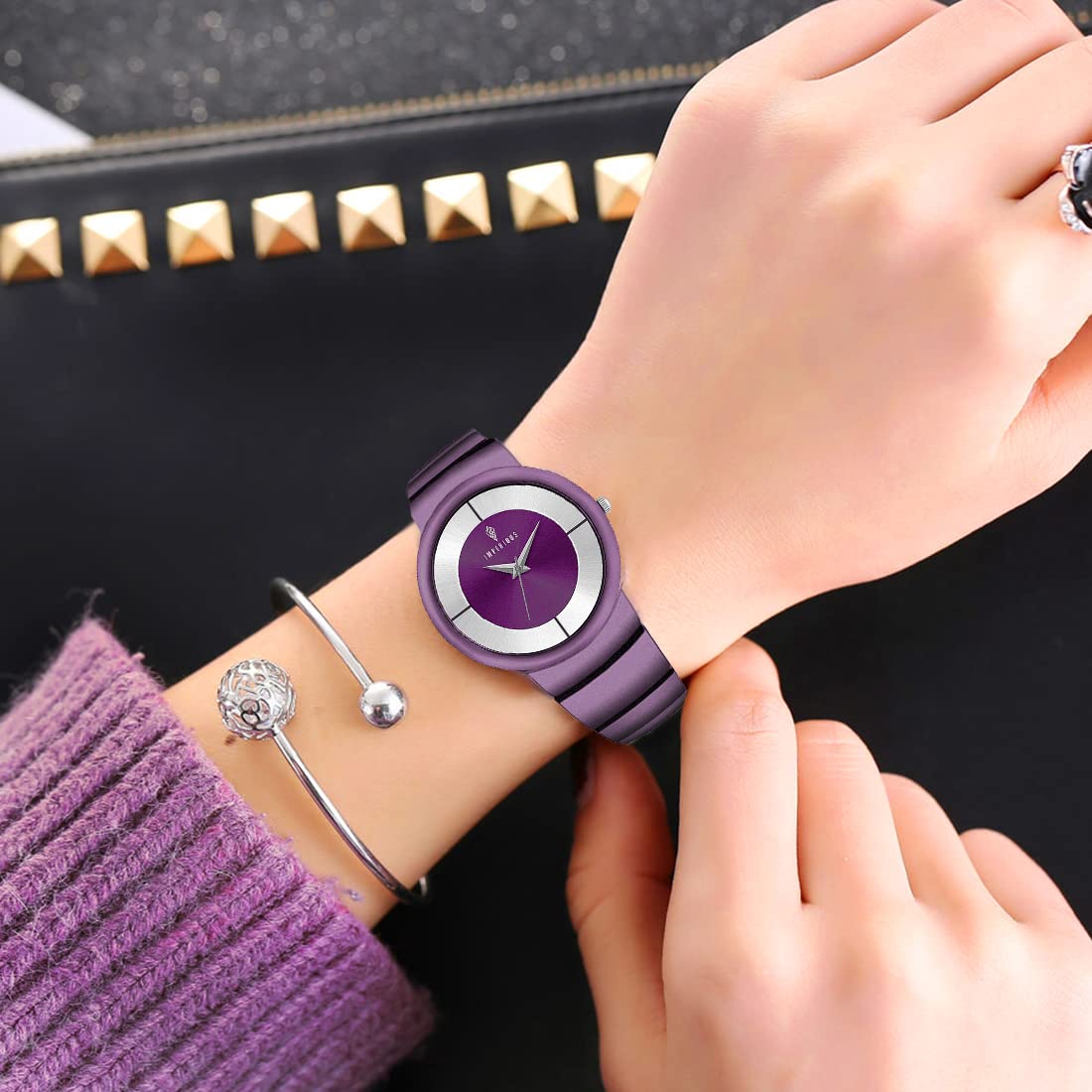Imperious Wrist Watch for Women, Branded Stylish Analogue Dial Ladies Watch - Water Resistant, Stainless Steel & Classy Purple