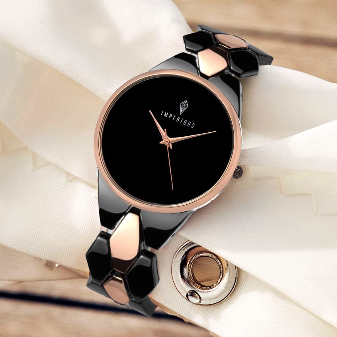 Imperious Analogue Women's Watch (Black Dial Colored Strap)
