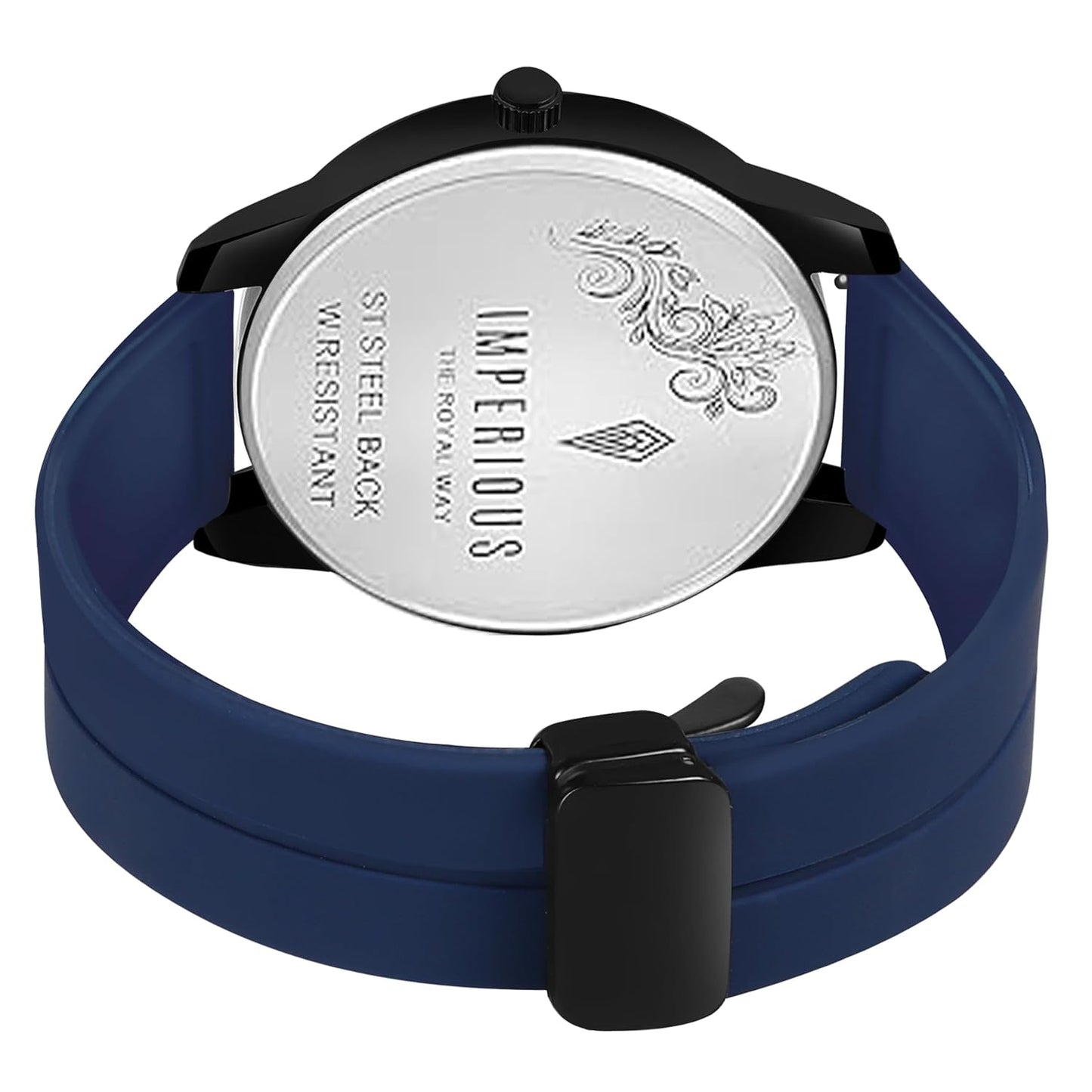 IMPERIOUS - THE ROYAL WAY Watches for Men Round Analogue Stainless Steel Dial Men Watch with Silicon Adjustable Magnetic Clasp Strap Watches for Mens (Blue)