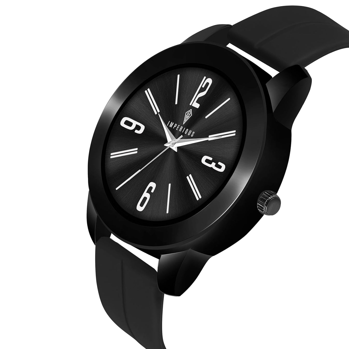 IMPERIOUS - THE ROYAL WAY Watches for Men Round Analogue Stainless Steel Dial Men Watch with Silicon Adjustable Magnetic Clasp Strap Watches for Mens (Black)