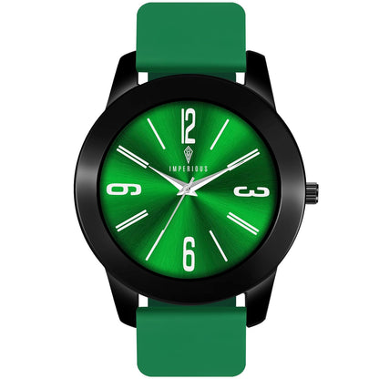 IMPERIOUS - THE ROYAL WAY Watches for Men Round Analogue Stainless Steel Dial Men Watch with Silicon Adjustable Strap Watches for Boys - (Dark Green)